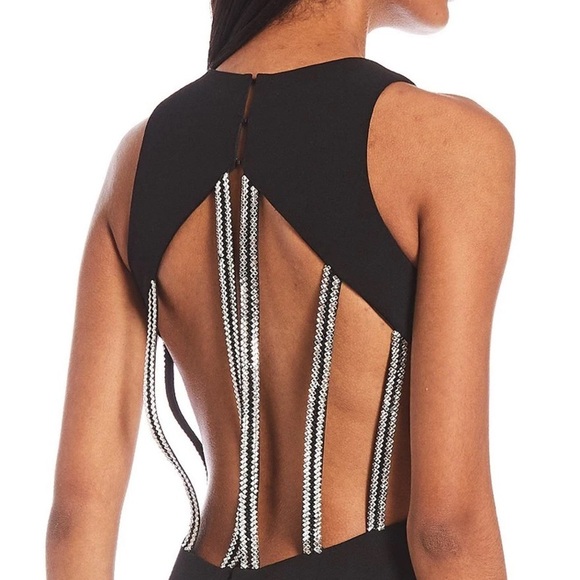 Dear Moon Sleeveless Crystal Strap Back Crepe Dress - Picture 7 of 7